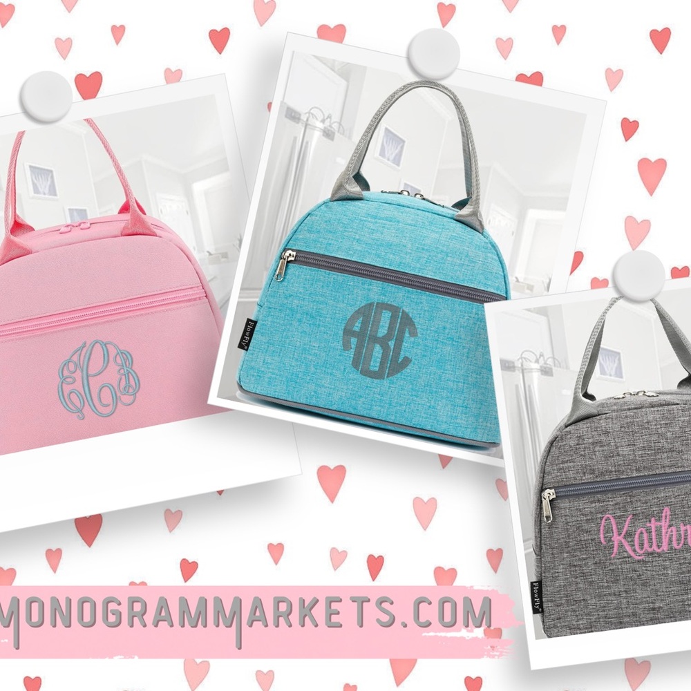 Monogrammed personalized insulated lunch kits